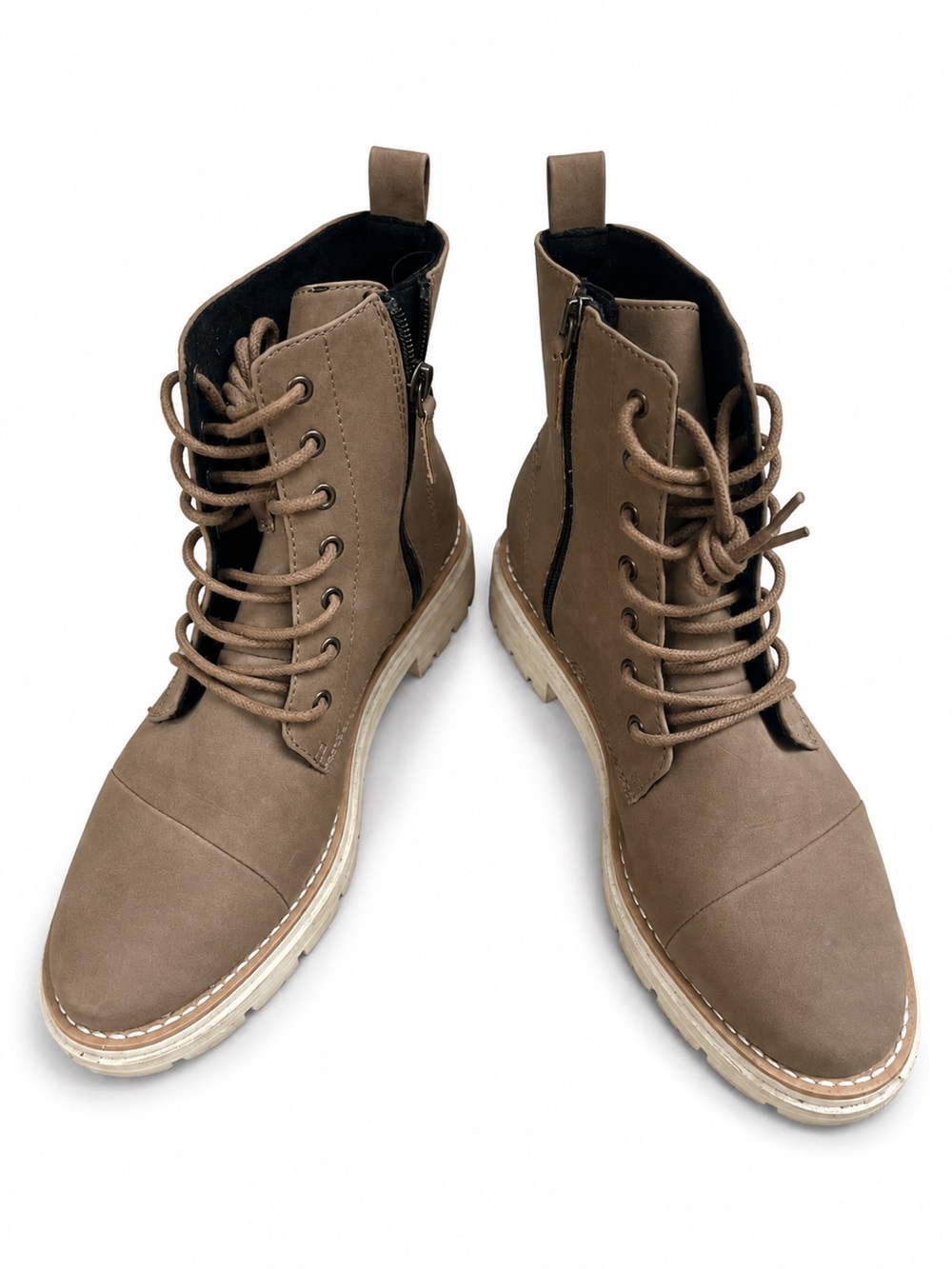 Toms Taupe Lace-Up Women's Combat Boots